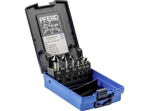PFERD SET KES HSS DIN 335 C90° 6 HC-FEP, Stål, gjutjärn, metall utan järn, rostfritt stål, aluminium, snabbstål (HSS)