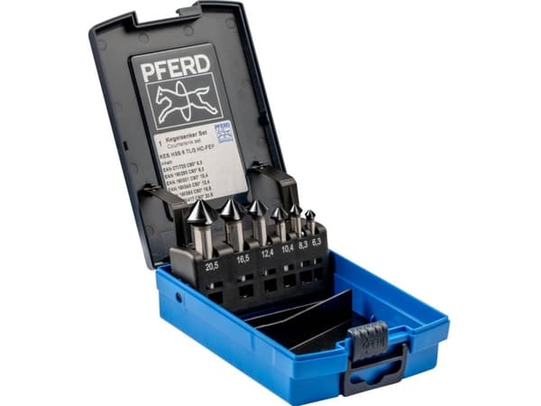 PFERD SET KES HSS DIN 335 C90° 6 HC-FEP, Stål, gjutjärn, metall utan järn, rostfritt stål, aluminium, snabbstål (HSS)