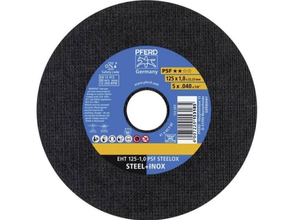 PFERD 61721110, Kutteskive, Blad metall, Rustfritt stål, Stål, Alle merker, 2,22 cm, 12,5 cm, Sort