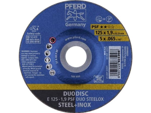 PFERD 62012630, 2,22 cm, 12,5 cm, 1,9 mm, 12200 RPM, 10 kpl