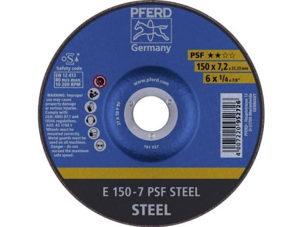 PFERD 62015628, 15 cm, 7,2 mm, 10200 RPM, 10 kpl