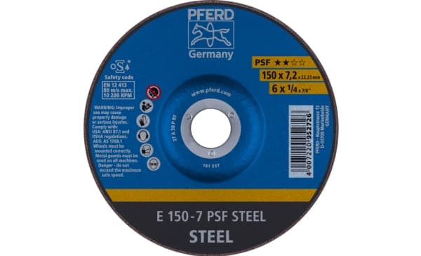 PFERD 62015628, 15 cm, 7,2 mm, 10200 RPM, 10 kpl