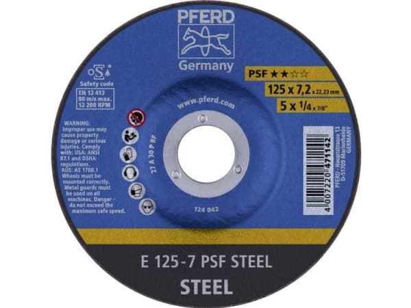 PFERD 69298071 E 125-7 PSF TERÄS Hiomalaikka, kampi 125 mm 5 kpl (69298071)