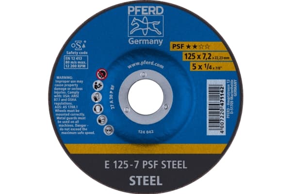 PFERD 69298071 E 125-7 PSF TERÄS Hiomalaikka, kampi 125 mm 5 kpl (69298071)