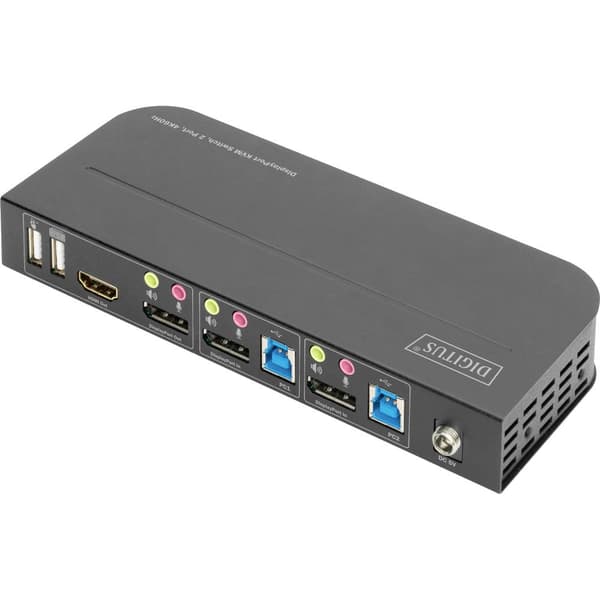 Digitus DS-12850 2+2 Port KVM-switch Display-Port, HDMI Fjärrkontroll, Tangentbord 3840 x 2160 Pixel