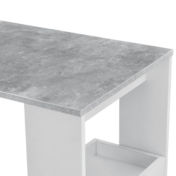 [en.casa] Vägghängt barbord Bromölla-med hylla-120x45x106cm-melaminbelagd spånskiva-svart-betongkänsla