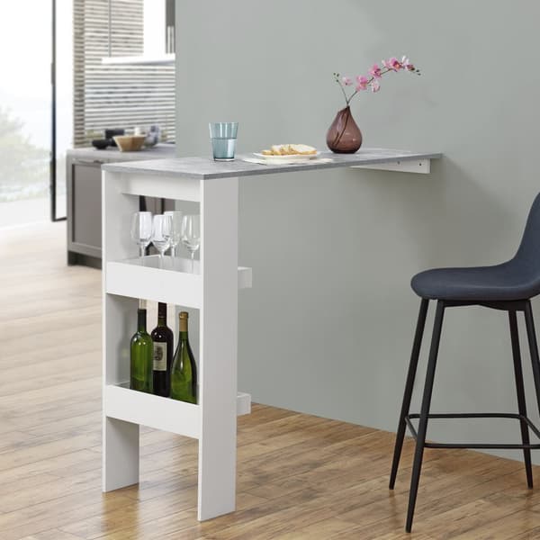 [en.casa] Vägghängt barbord Bromölla-med hylla-120x45x106cm-melaminbelagd spånskiva-svart-betongkänsla