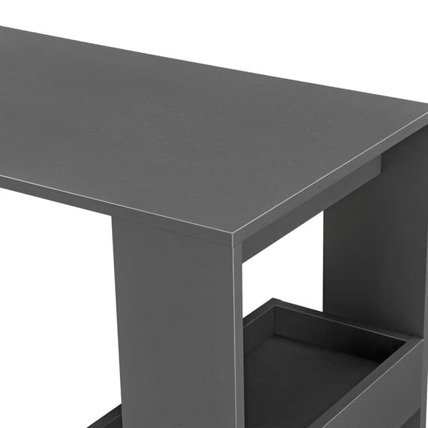 [en.casa] Vägghängt barbord Bromölla-med hylla-120x45x106cm-melaminbelagd spånskiva-mörkgrå