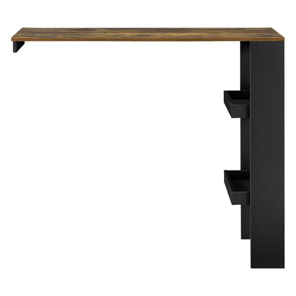 [en.casa] Vägghängt barbord Bromölla-med hylla-120x45x106cm-melaminbelagd spånskiva-svart-ekfärg
