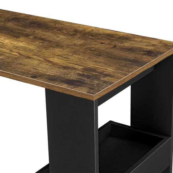 [en.casa] Vägghängt barbord Bromölla-med hylla-120x45x106cm-melaminbelagd spånskiva-svart-ekfärg