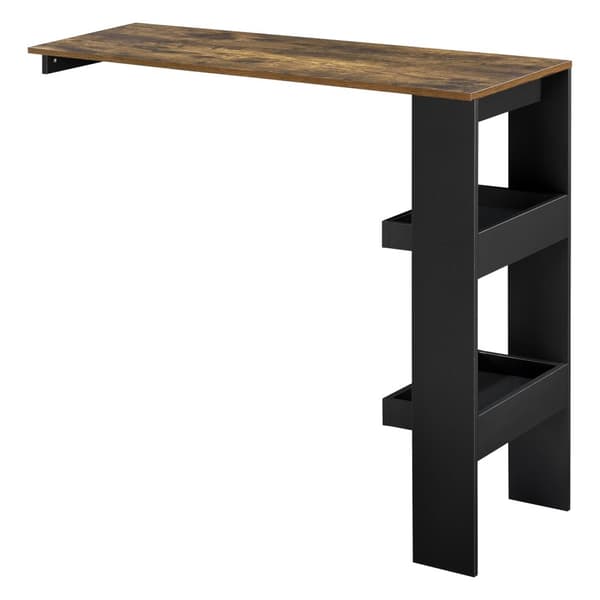 [en.casa] Vägghängt barbord Bromölla-med hylla-120x45x106cm-melaminbelagd spånskiva-svart-ekfärg