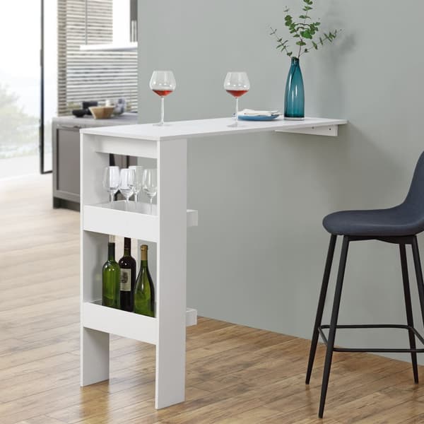 [en.casa] Vägghängt barbord Bromölla-med hylla-120x45x106cm-melaminbelagd spånskiva-vit