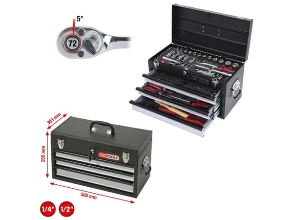 KS Tools 918.0200, Kromvanadiumstål, 19,5 kg, 99 verktøy