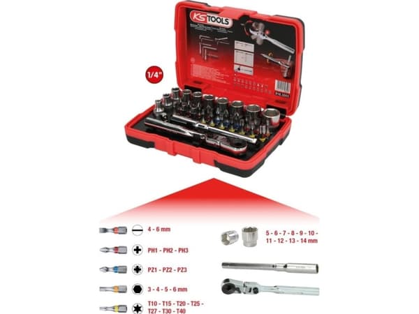 KS Tools 918.3005, Skiftnyckelsats, 33 huvud(er), Krom-vanadiumstål, DIN 3126, ISO 1173 - C 6.3, 405 g