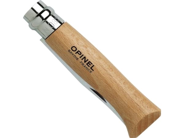 Opinel 002020, Locking blade knife, Camper/scout, Clip point, Stainless steel, Wood, Grey, Wood