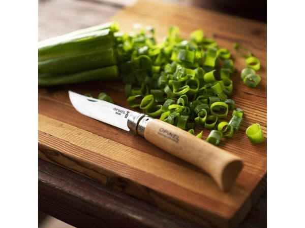 Opinel 002020, Locking blade knife, Camper/scout, Clip point, Stainless steel, Wood, Grey, Wood