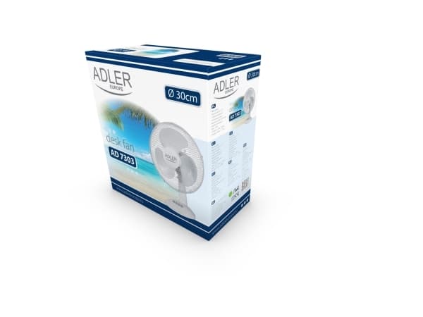 Adler AD 7303, Valkoinen, Taulukko, 42,1 dB, 30 cm, 90°, 45 W