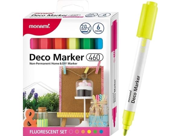 Monami Akryl Markers Dekorativ Deco Marker B 460 6 farger Fluorescerende Monami