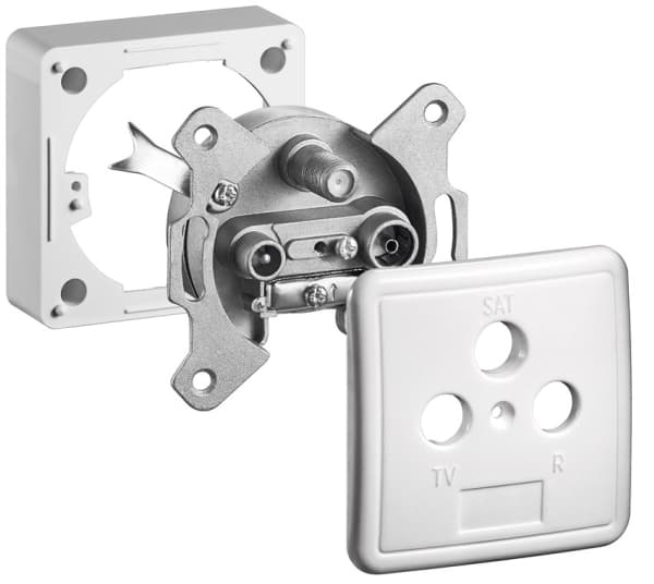 Goobay 68852, TV + SAT, 2400 MHz, 3 dB, 75 O, Silver, Vit, Metall, Plast