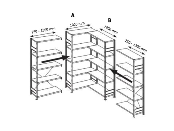 Hylde-B Boltless Hjørnereol 1000x600 mm 150 kg