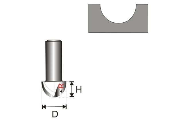 Dedra Fres for tre med hardmetallskjær R2mm Ø=3,97mm rillet halvsirkelformet - 07F061B