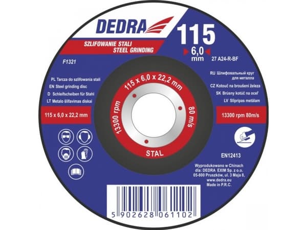 Dedra 125x6.0x22.2mm rondell för slipning av stål - F1322