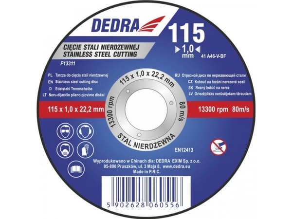 Dedra 125x1.5x22.2mm levy ruostumattoman teräksen leikkaamiseen Inox - F13322