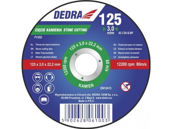 Dedra 125x3.2x22.2mm sten-skärskiva - F1352