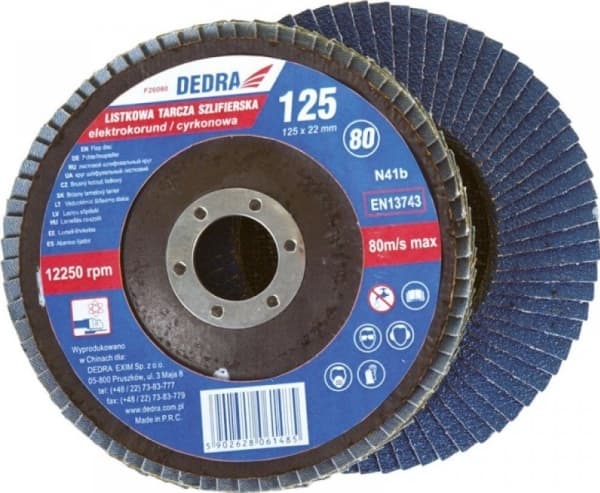 Dedra Flap slipeskive 125x22mm, zirkonkorn 120 - F26120