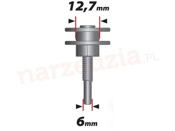 Dedra Borskaft 6mm, dia. hull 12,7 mm - F33-001
