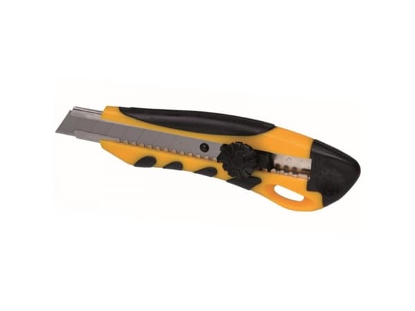 Dedra Knife gul XL 18mm avtakbart bladhåndtak med gummi - M9013