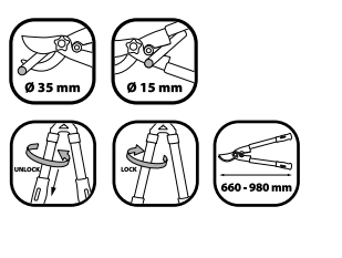 Modeco teleskopisk hekksaks 660-980 mm (MN-08-143)