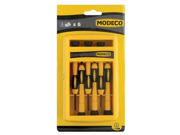 Modeco Sett med urmakerskrutrekkere, 4 flate og 2 Philips, 6 stk. (MN-10-207)