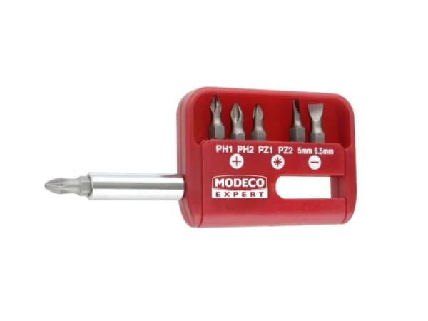 Modeco Teräsarja 25mm PH1-PH2, PZ1-PZ2 ja litteät 5 -6,5mm + kahva 7kpl - MN-15-501