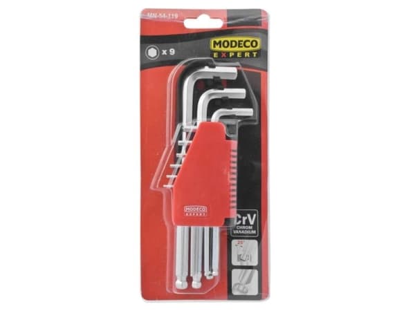 Modeco sexkantsnycklar typ L 1,5-10mm med kula 9st (MN-54-119)