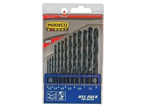 Modeco HSS sylindrisk metallbor 2 7 4,5 4 5,5 5 3 2,5 3,5 6 6,5 7,5 8 mm (MN-60-933)