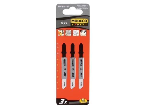 Modeco T-type stikksagblad 100x3mm buet skjæring av stål - MN-65-185