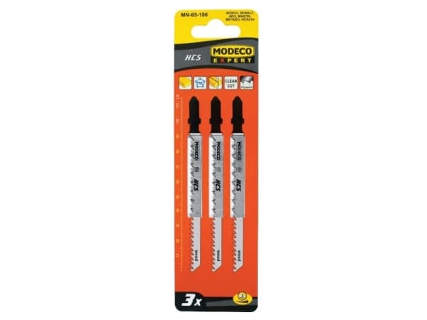 Modeco T-type stikksagblad 76x2mm rett kapping av tre og PVC 3 stk. - MN-65-190