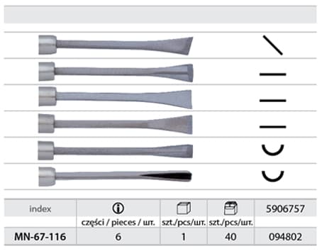 Modeco Set of woodcarving chisels 6 pcs. (MN-67-116)