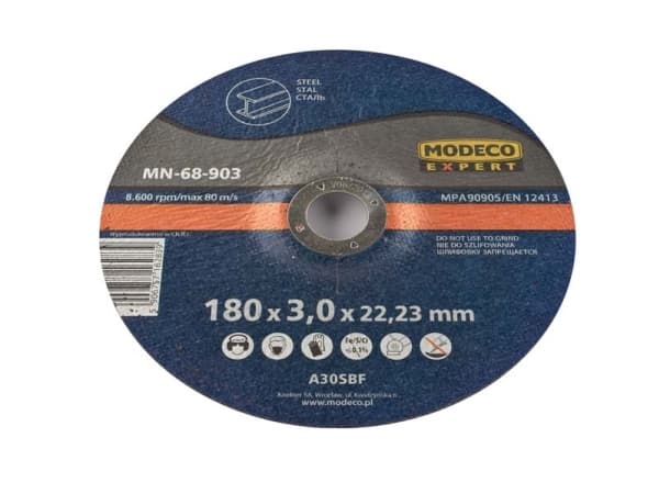Modeco Convex grinding wheel for cutting metal 230x3x22.23mm 25pcs. - MN-68-905