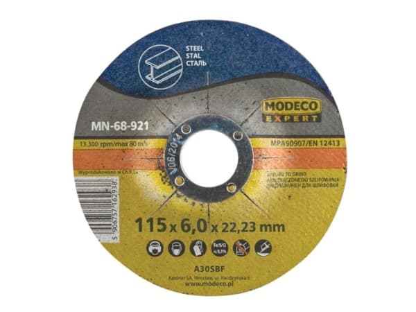 Modeco Convex grinding wheel for steel grinding 230x6x22.23mm 25pcs. - MN-68-925