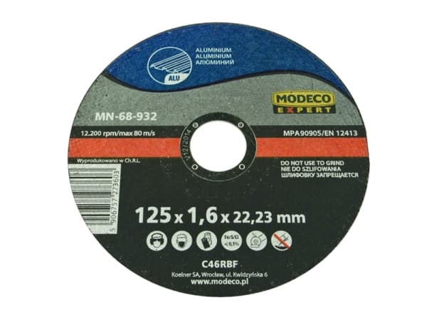 Modeco Flatslipeskive for skjæring av aluminium 230x1,9x22,23mm 25 stk - MN-68-935
