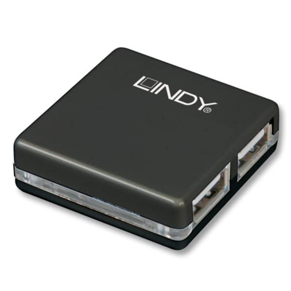 LINDY 42742 4 Port USB 2.0-Hub Svart