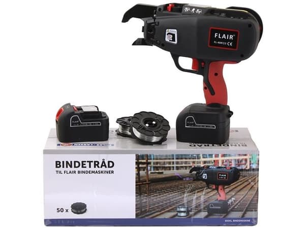 Flair bindemaskine FL-40RT/2 - 2x14,4V Li-ion batt., lader & 2 rl. + 50 rl. tråd i kuffert