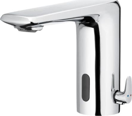 KFA 592-200-00 SALTO washbasin tap, SENSOR BATTERY, STANDING SINK, WITH INTEGRATED MIXER AND EXTERNAL KNOB, TEMPERATURE, CHROME // B-91-00-3-000