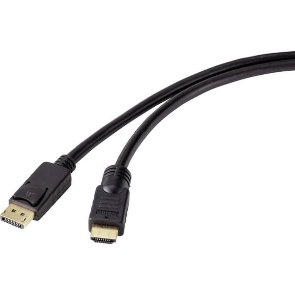 Renkforce DisplayPort / HDMI Adapterkabel DisplayPort-kontakt, HDMI-A-kontakt 7.50 m Svart RF-4581868 DisplayPort-kabel