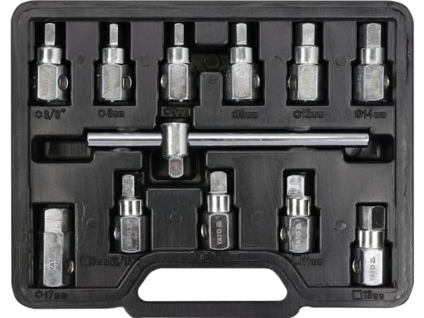 Yato YT-0600, Pipenøkkelsett, 12 stykker, Sølv, T-formet, T-grep, 1 stykker