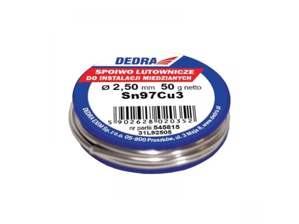 Dedra loddebinder 2,5 mm Sn97Cu3 50 g (31L92505)