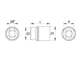 Yato YT-3814, Stikkontakt, 3/8", Metrisk, 1 hoder, 19 mm, Kromvanadiumstål