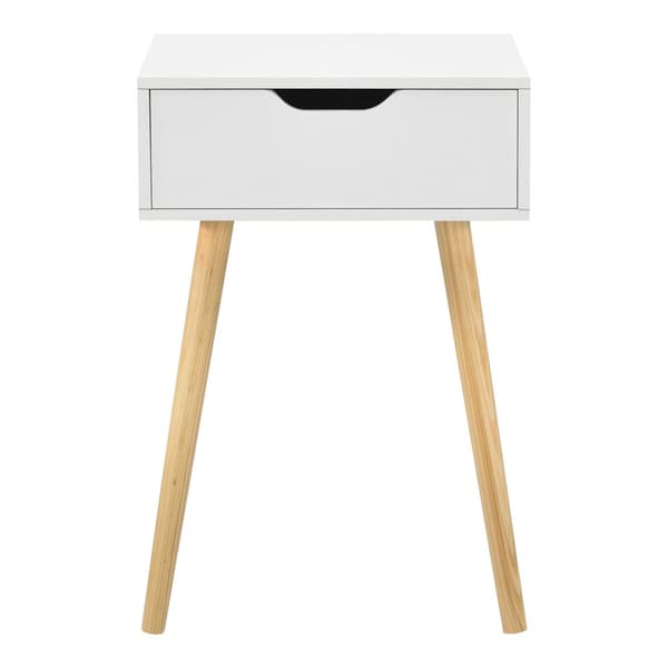 Sidobord Östersund sängbord med låda 60x40x29,5 cm vit [en.casa]
